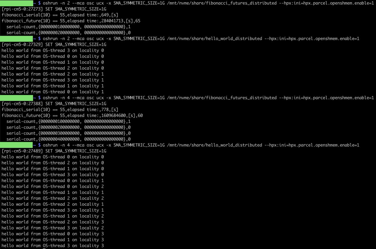 ctdotxmt's tweet photo. HPX now successfully running on an OpenSHMEM parcelport!
https://t.co/s3UKBKG9kW
#hpx #openshmem #hpc #supercomputing #agas #pgas https://t.co/sDsSdRnRy8
