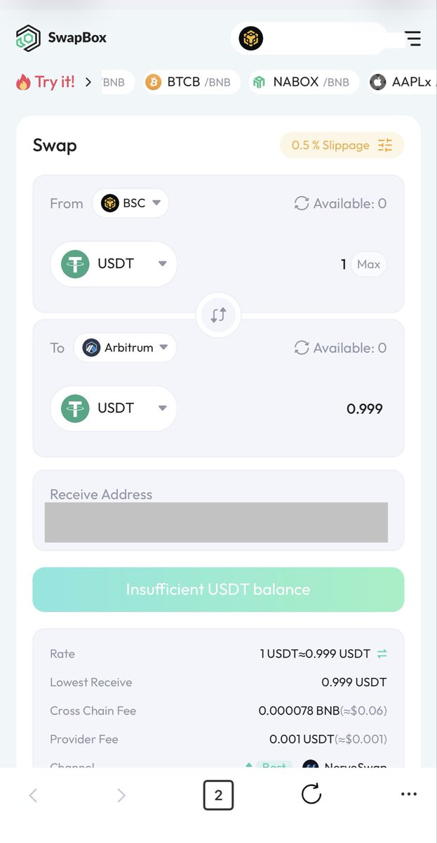 0xzenithe's tweet photo. Most people still don’t know this.
#Robinhood Chain is hot.
• To get funds there, you usually bridge from #Arbitrum.
• To get funds on Arbitrum, most people withdraw from a CEX.
There’s another way.
Use the #Swapbox dapp.
One click. Onchain. No KYC. No waiting for verification.
You can land assets on Arbitrum without going through an exchange from anychain in crypto.
NFA. Always DYOR.
@naboxwallet