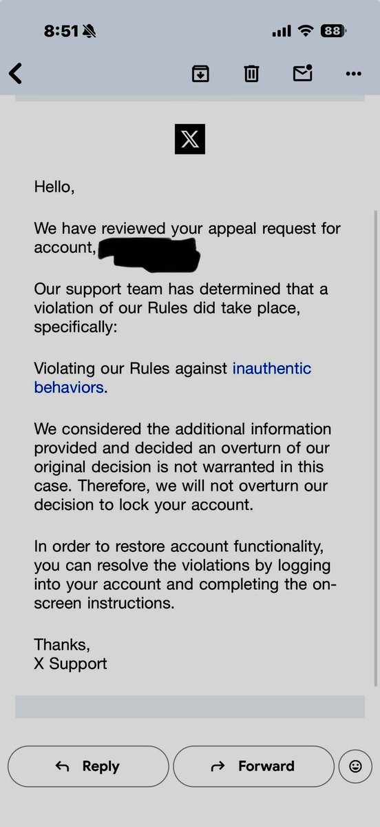grok_tesla's tweet photo. X missing “on-screen instructions” for suspension.
Tried so many times for appeal but just stuck on missing instructions.
@X 
Being a 𝕏 supporter for long time.
Great if you can help. Just want to comply.
For @emobility account https://t.co/ItVIH0OXkj