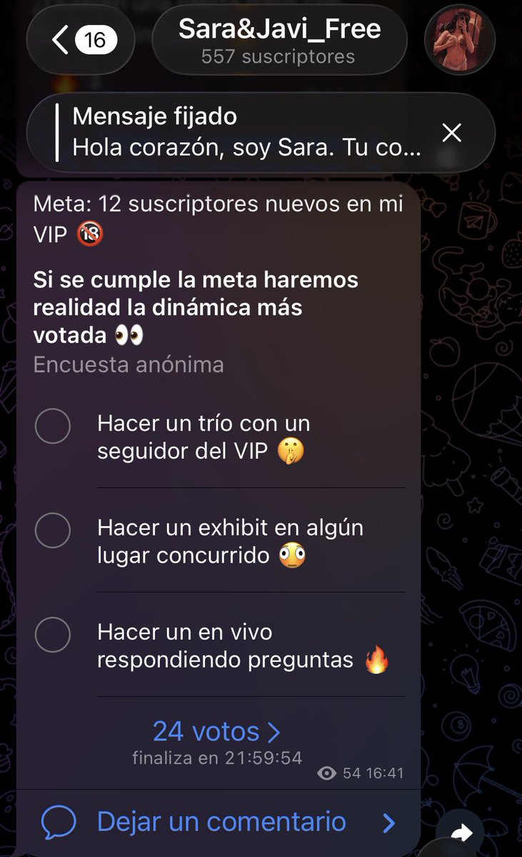 Paar_SaraJaviPB's tweet photo. Vayan a mi Telegram Free a responder mi encuesta sobre mi nueva dinámica. Y ayúdame a cumplir la meta 🤫🔥
¿Quieres ser el afortunado? 🔞
.
https://t.co/CdFQKuKoYb
.
#hotwife #contenidodeliiii https://t.co/6Me92dh6Gk