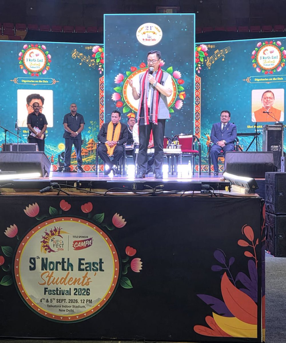 v_shrivsatish's tweet photo. Attended 9 th NorthEast Festival yesterday evening in Delhi’s Talkatora Stadium organised by my long term friend Sunil Deodhar..It was really a wonderful evening.. Programme was graced by Union Parliamentary affairs Minister Kiren Rijiju, Uttarakhand Cm Pushkar Dhami and Hariyana CM Nayab Singh Saini..