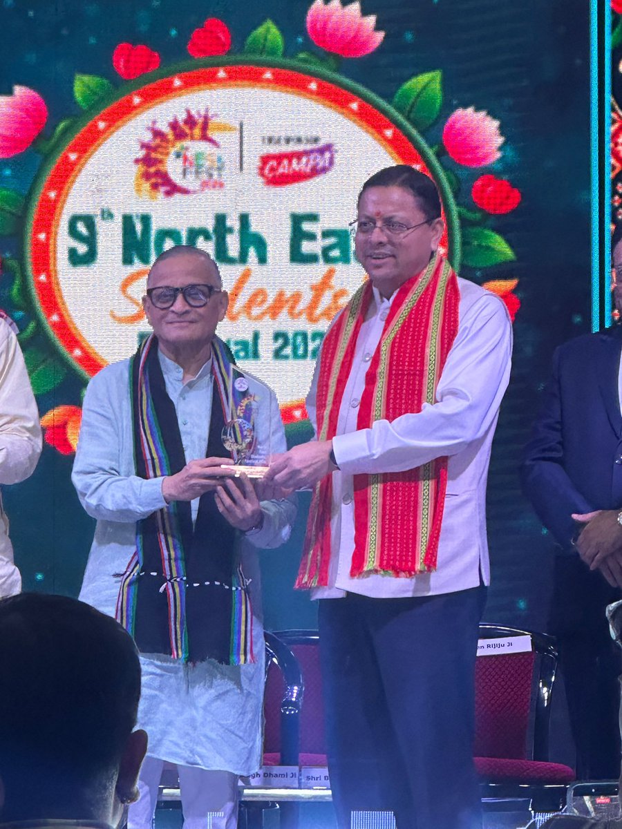 v_shrivsatish's tweet photo. Attended 9 th NorthEast Festival yesterday evening in Delhi’s Talkatora Stadium organised by my long term friend Sunil Deodhar..It was really a wonderful evening.. Programme was graced by Union Parliamentary affairs Minister Kiren Rijiju, Uttarakhand Cm Pushkar Dhami and Hariyana CM Nayab Singh Saini..