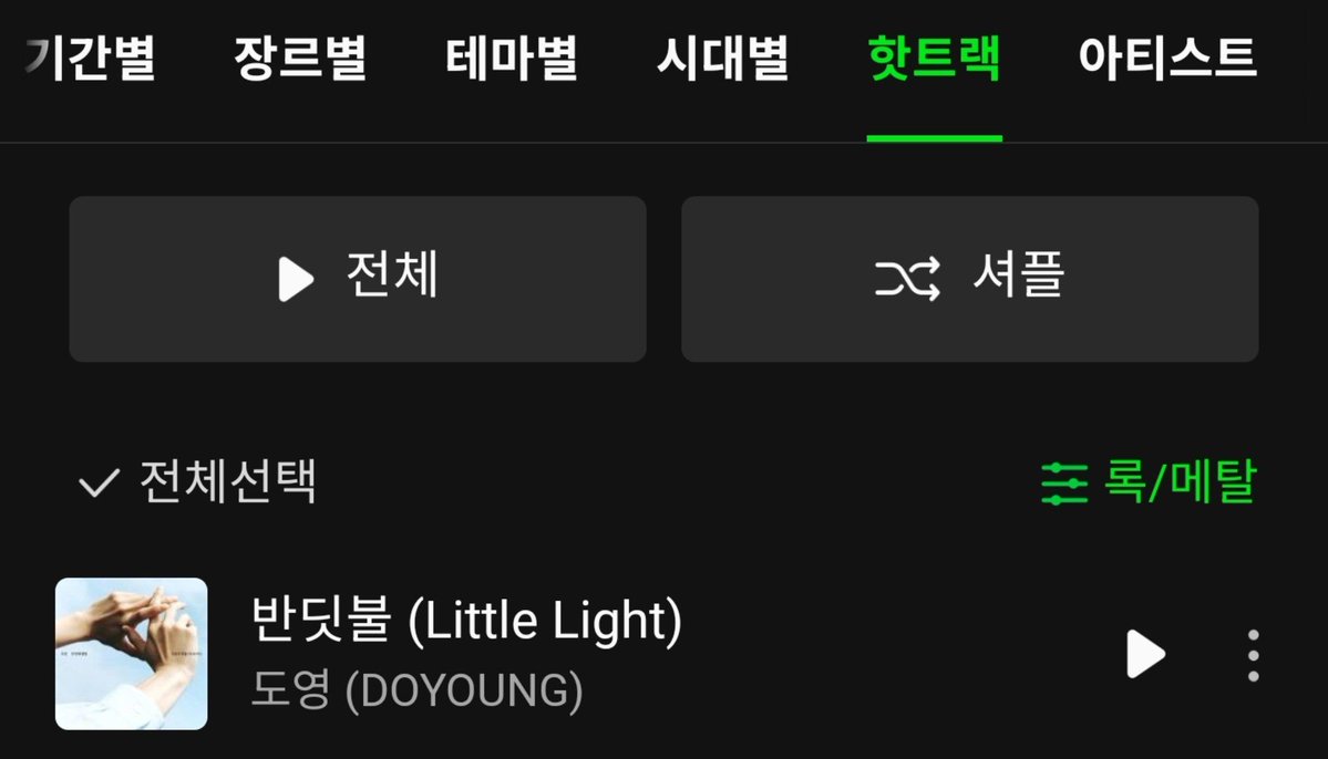 NCTDAOYlNG's tweet photo. 260906 10시 멜론차트 
핫트랙 (록/메탈)

11. 도영 (DOYOUNG) - 반딧불 (Little Light) ✨️ https://t.co/vu7SbUSiK1
