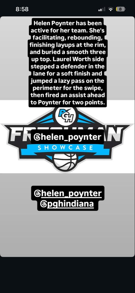Helen_Poynter3's tweet photo. @CoachEvanBell thank you! I had so much fun today! @GbballLapel @M14hoopsindy @PGHIndiana #FreshmanShowcase https://t.co/pGAuYVMPZB