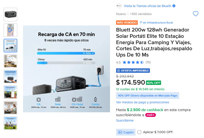 TodoCalefon1's tweet photo. ☀️⚡ Generador Solar Portáti Elite 10 Bluett 200w 128wh, Buscar ID de producto en Mercado Libre: 👉 ZHHFCD-REF3, ver más: 👉 https://t.co/dkkE1IC9h5 
#GeneradorSolar  #VamosLaU  Palavecino  Lamentablemente  Mariana Di Girolamo  Moreira  Tomate  Y Kast  Duma  #LosCruzados https://t.co/idAqEyQHOs