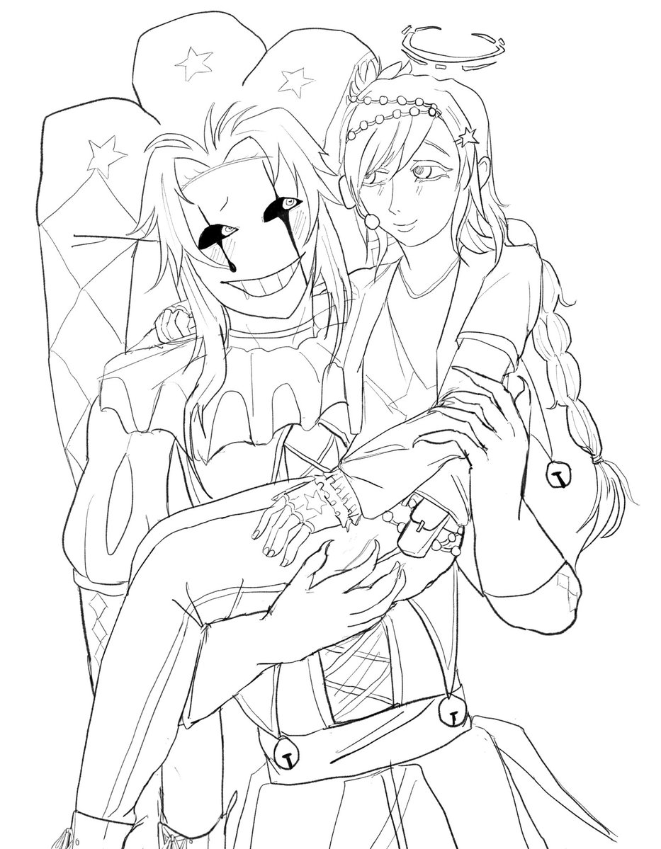 eggymroll's tweet photo. A different request from @/ Iyokovirtualprincess8 on Tumblr! 
For her mc + Pierrot! :D
#tfc #thefreakcircus #tfcpierrot #pierrot https://t.co/HhcPYGfVem