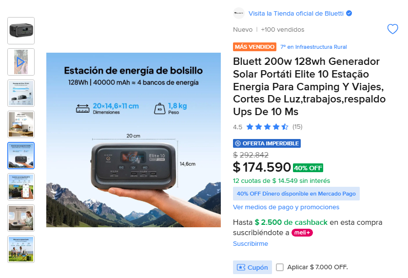 TodoCalefon1's tweet photo. ☀️⚡ Generador Solar Portáti Elite 10 Bluett 200w 128wh, Buscar ID de producto en Mercado Libre: 👉 ZHHFCD-REF3, ver más: 👉 https://t.co/dkkE1IC9h5 
#GeneradorSolar  #VamosLaU  Palavecino  Lamentablemente  Mariana Di Girolamo  Moreira  Tomate  Y Kast  Duma  #LosCruzados https://t.co/S4B7B6rkhE