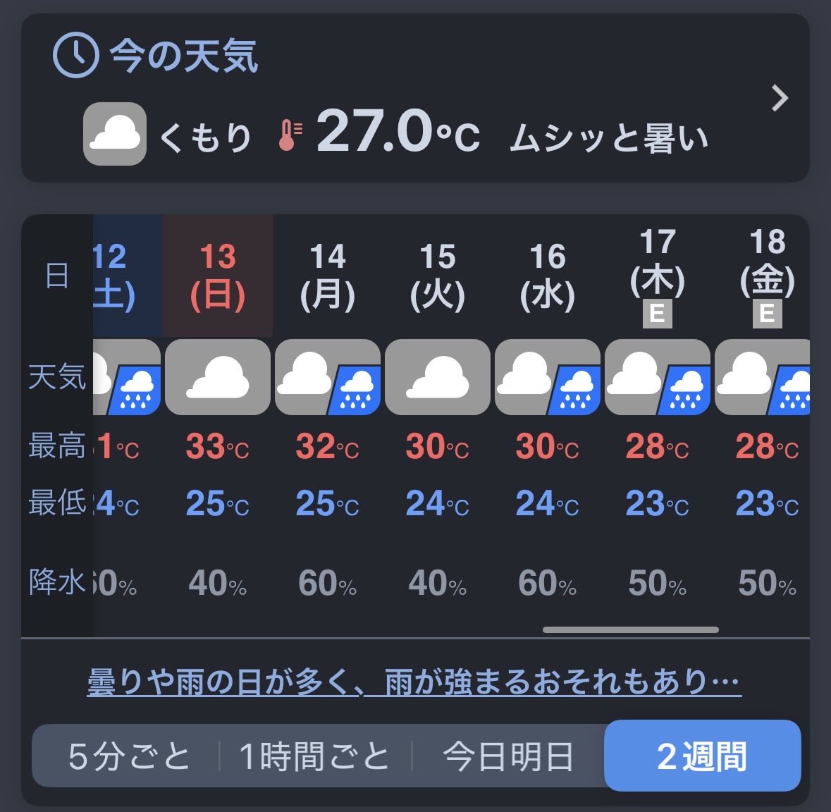 PleasureYu's tweet photo. 梅雨かと思うぐらい毎日雨予想になってる😂🌧️ https://t.co/rU64gAWGkE
