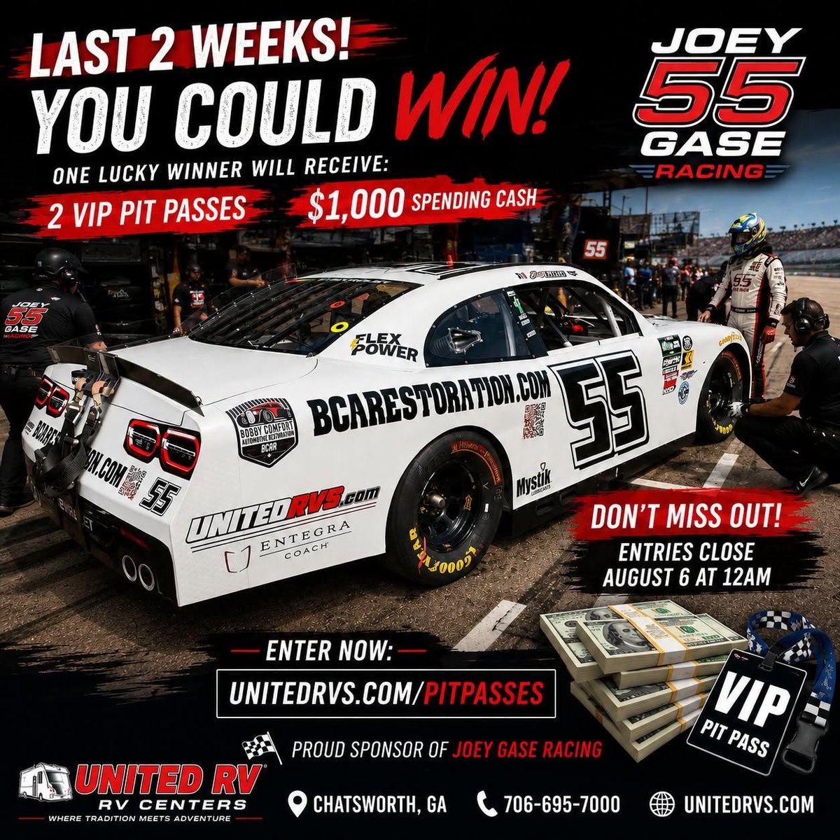 KatheyMeldsn's tweet photo. FINAL WEEK TO ENTER! Win 2 VIP Pit Passes and $1, 000 cash. Enter in under a minute. Winner announced August 7. https://t.co/wpThoiR5KD