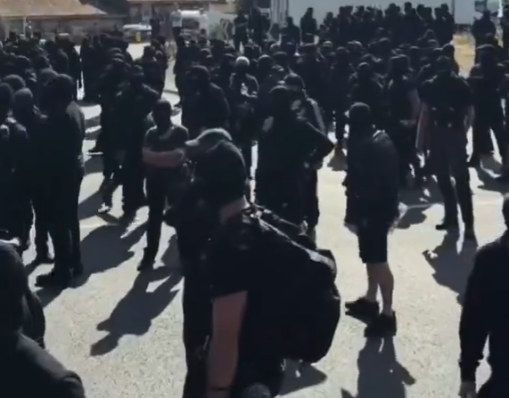 BasilTheGreat's tweet photo. The masked men protesting in Dover yesterday should be given a huge amount of praise

Turned up in numbers
Successful protest
Made their point
Massive amounts of attention
No Violence
No Arrests
Cleared up after themselves

Well done all involved 👏 https://t.co/Wjy5AiiC7M
