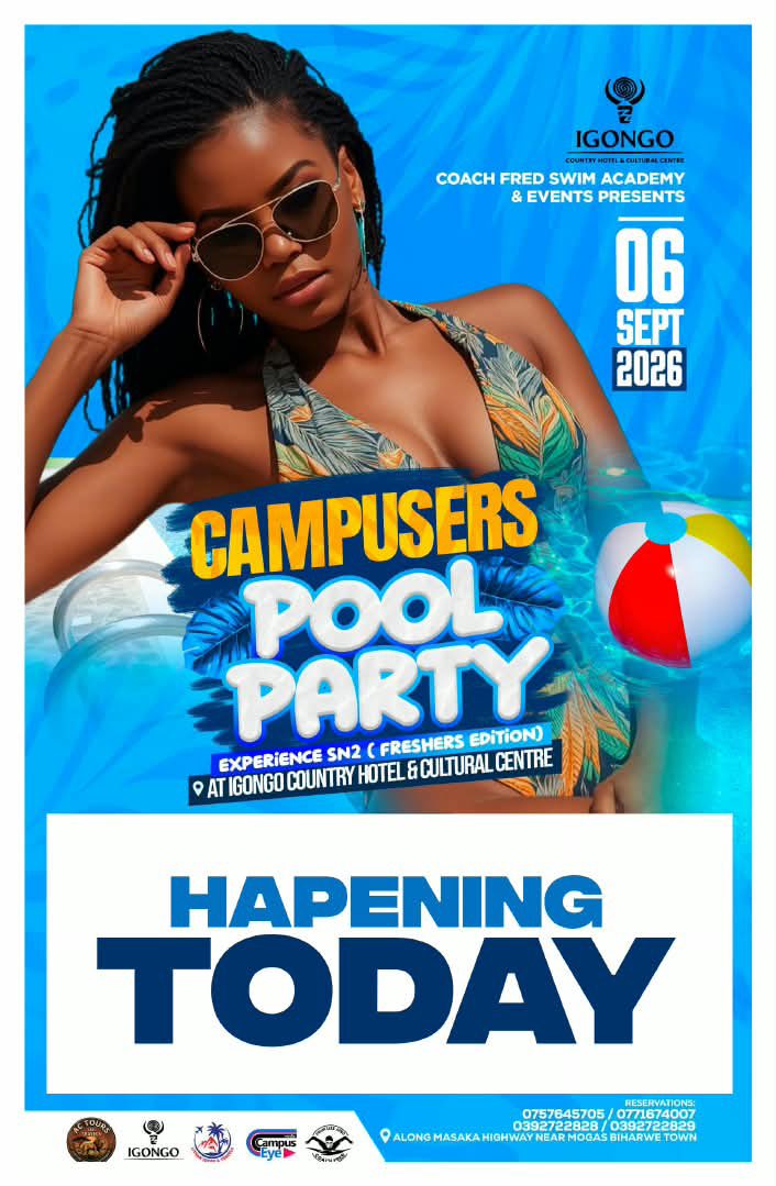 Igongocc's tweet photo. IT’S HAPPENING TODAY!

The wait is OVER! 💦 #CampusersPoolParty – SN2 is taking over Igongo Country Hotel &amp; Cultural Centre today! 🏊‍♀️🎶

Come splash, vibe, dance and make unforgettable memories with the campus crew! 
#VisitIgongo https://t.co/YB01svdkqX