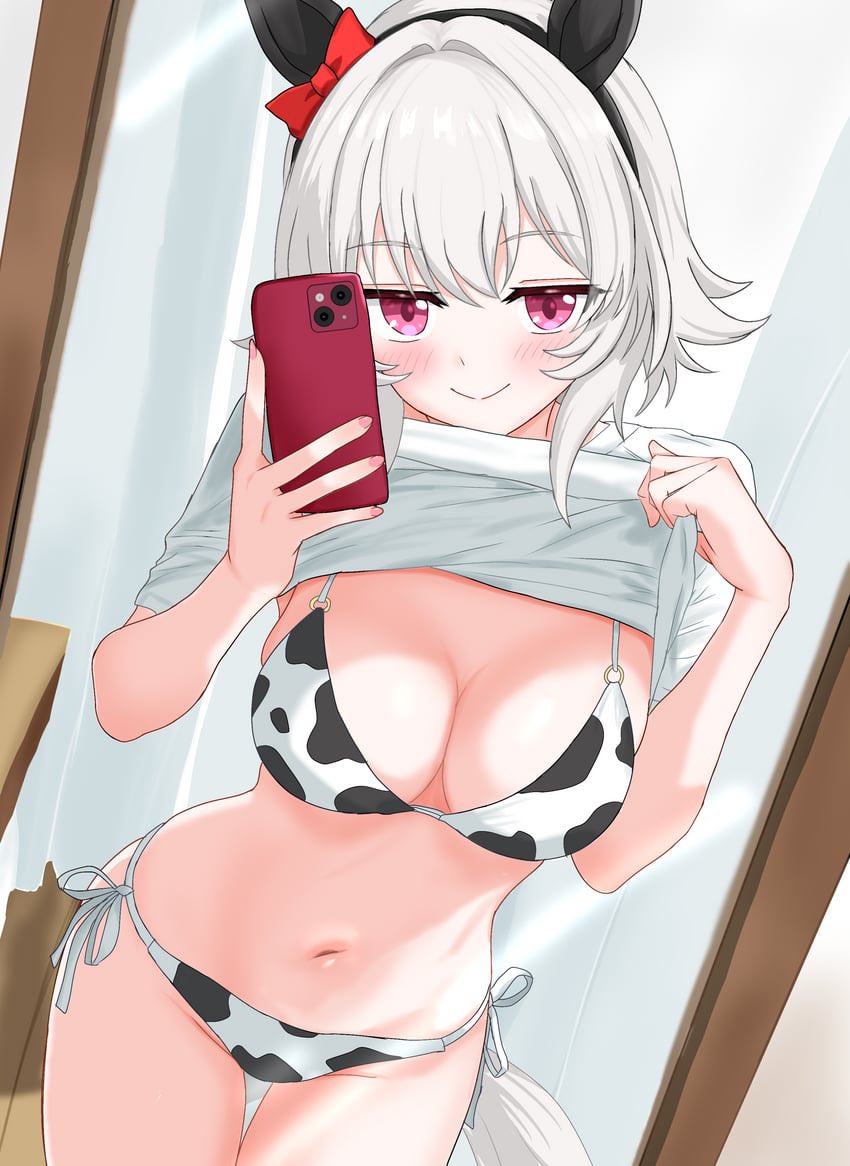 LewdCurrenChan's tweet photo. Heard the people on my #Umafans wanted to see me in a #Cowkini on this #SeductiveSunday https://t.co/HzUZHbFjpP