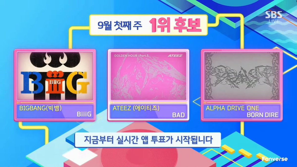 KshowAnalysis1's tweet photo. 🔥 [NOMINEE] 260906 - lNKlGAYO

#BIGBANG vs. #ATEEZ vs. #ALPHADRIVEONE  

Who will win today? 🤔  
VOTE NOW on 'HIGHER' app!