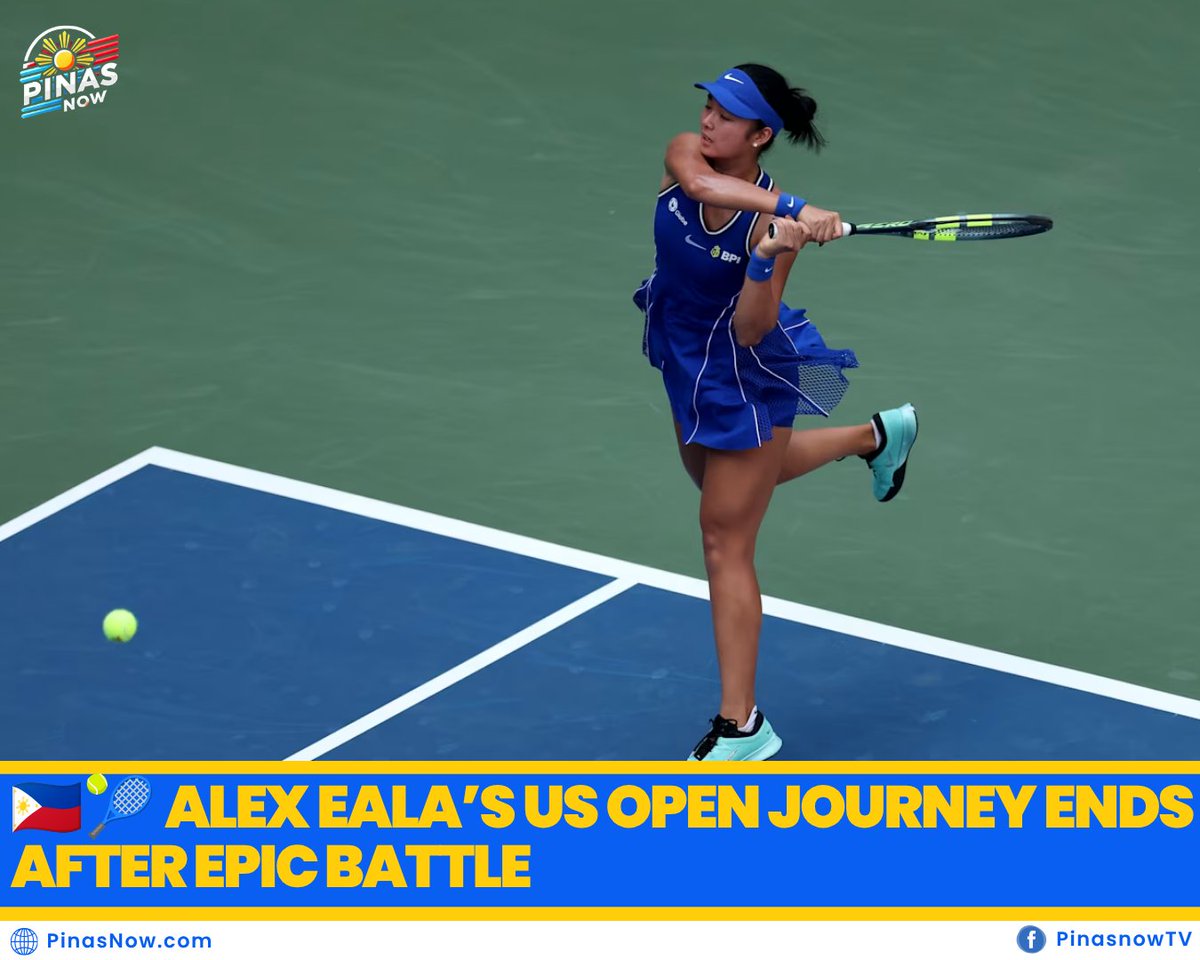 pinasnowTV's tweet photo. 🇵🇭🎾 HEAD UP, ALEX!

🇭🇷 Iva Jovic def. 🇵🇭 Alex Eala 7–5, 3–6, 7–5 in an epic battle.

👏 Congrats, Iva! And congratulations to Alex for an incredible fight! This is not the end—rise, reload, and come back stronger! 🔥💪🇵🇭

#AlexEala #IvaJovic #USOpen #LabanAlex https://t.co/pybmFhNEEq