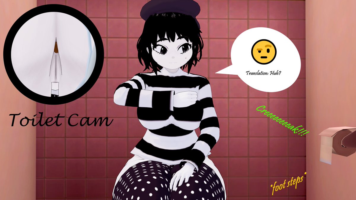 LtSF3t1sh's tweet photo. Trade with @theCyborg76 featuring my Mime OC, having some "poop shyness" thanks to two girls walking in a public bathroom and having a conversation. https://t.co/bysoJep7nr