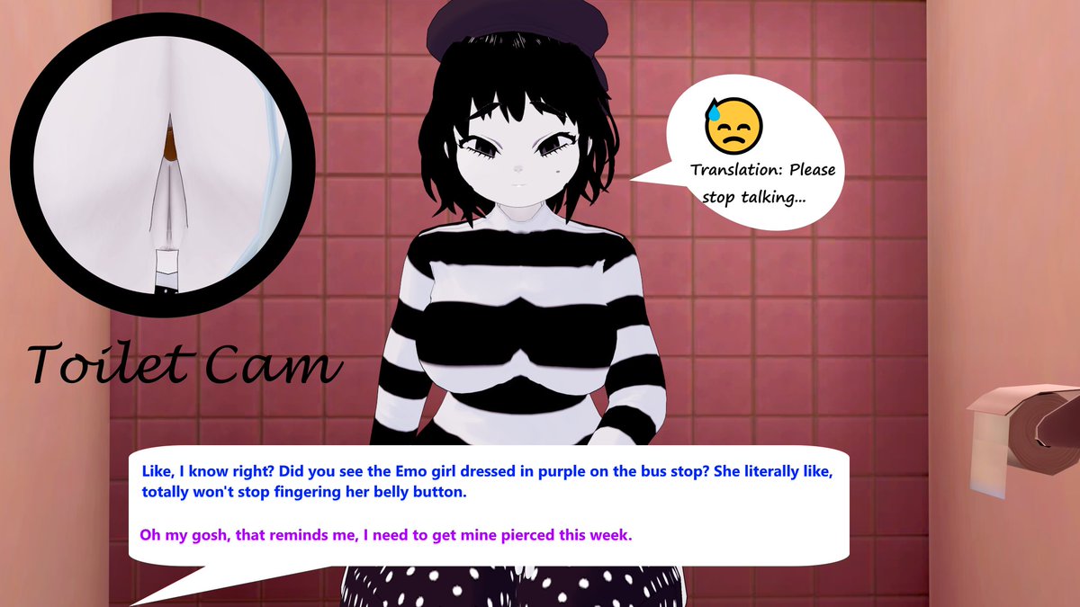 LtSF3t1sh's tweet photo. Trade with @theCyborg76 featuring my Mime OC, having some "poop shyness" thanks to two girls walking in a public bathroom and having a conversation. https://t.co/bysoJep7nr