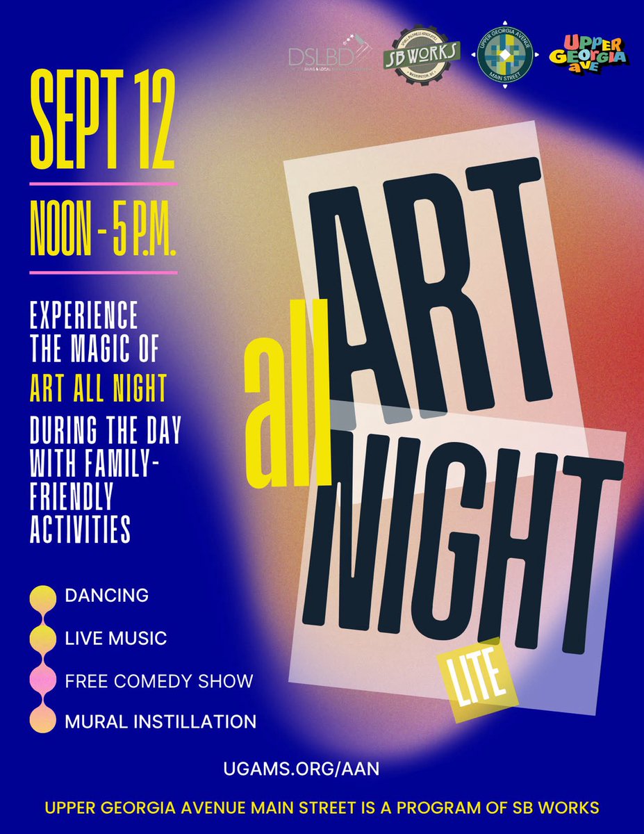 TheParksDC's tweet photo. 🎨✨ ART, MUSIC &amp; MOVEMENT — ALL DAY LONG! ✨🎶@DCArtAllNight 

Join us Saturday, September 12 for a FREE, family-friendly celebration of creativity, culture and community at the Marketplace Plaza. 💚

https://t.co/EcQzBZoTsd https://t.co/LS2Q7gGXir