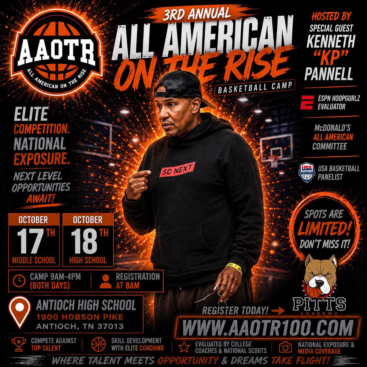 aaotr100's tweet photo. 🚨 ALL THE TOP TALENT IS COMING TO NASHVILLE‼️ 🏀🔥

AAOTR YEAR 3 is about to be DIFFERENT! 👀

⭐ Elite Competition
⭐ National Exposure
⭐ KP Pannell IN THE GYM

📅 Oct. 17–18 | Nashville, TN

ARE YOU NEXT? 👀🔥

Register: https://t.co/QpcZSrRqZN

#AAOTR #GirlsHoops #GetSeen https://t.co/6rP35LpDPo