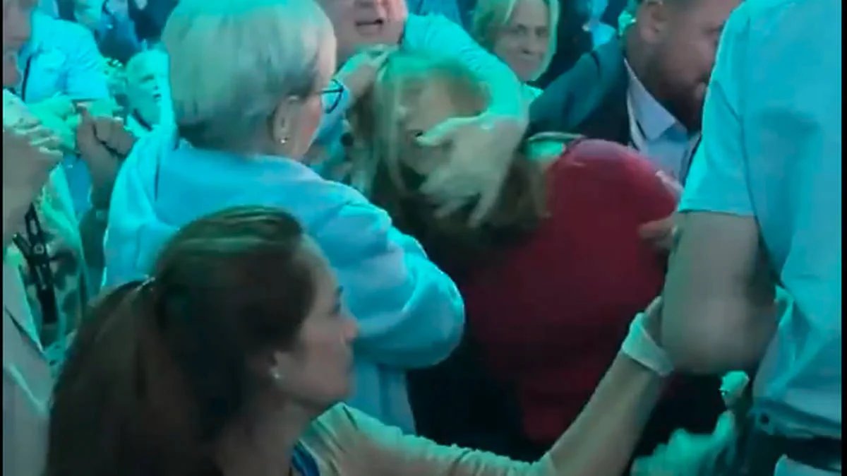 bernie1980a's tweet photo. @TiceRichard This is what thuggery  looks like Mr Tice. At your own party conference no less! 
Now I'm not fan of these lefty protestors but I draw the line at assaulting  them. https://t.co/kpeqJ4cktJ