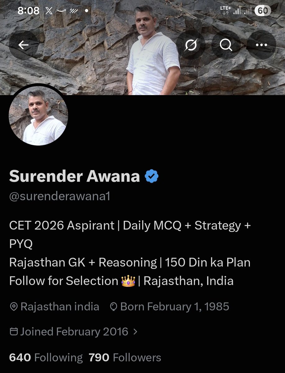 surenderawana1's tweet photo. आखिरकार 💙
मेहनत + Consistency = Blue Tick
अब जिम्मेदारी और बढ़ गई
Daily MCQ, Strategy, PYQ - कोई कमी नहीं रहने दूंगा
आपका साथ चाहिए बस
Follow करे 👑
#BlueTick #Verified #CET2026 #RajasthanCET #CETAspirants #NewJourney https://t.co/KifRjG4jb0