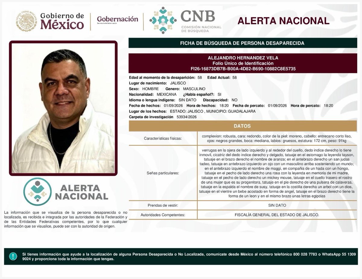 AAMBER_JAL's tweet photo. Solicitamos su apoyo para localización de persona

Alerta Amber Jalisco y @FiscaliaJal en coordinación con  @Busqueda_MX solicitan su apoyo para la difusión de la cédula informativa con el objetivo de localizar a

ALEJANDRO HERNANDEZ VELA https://t.co/0MheZZOcCx