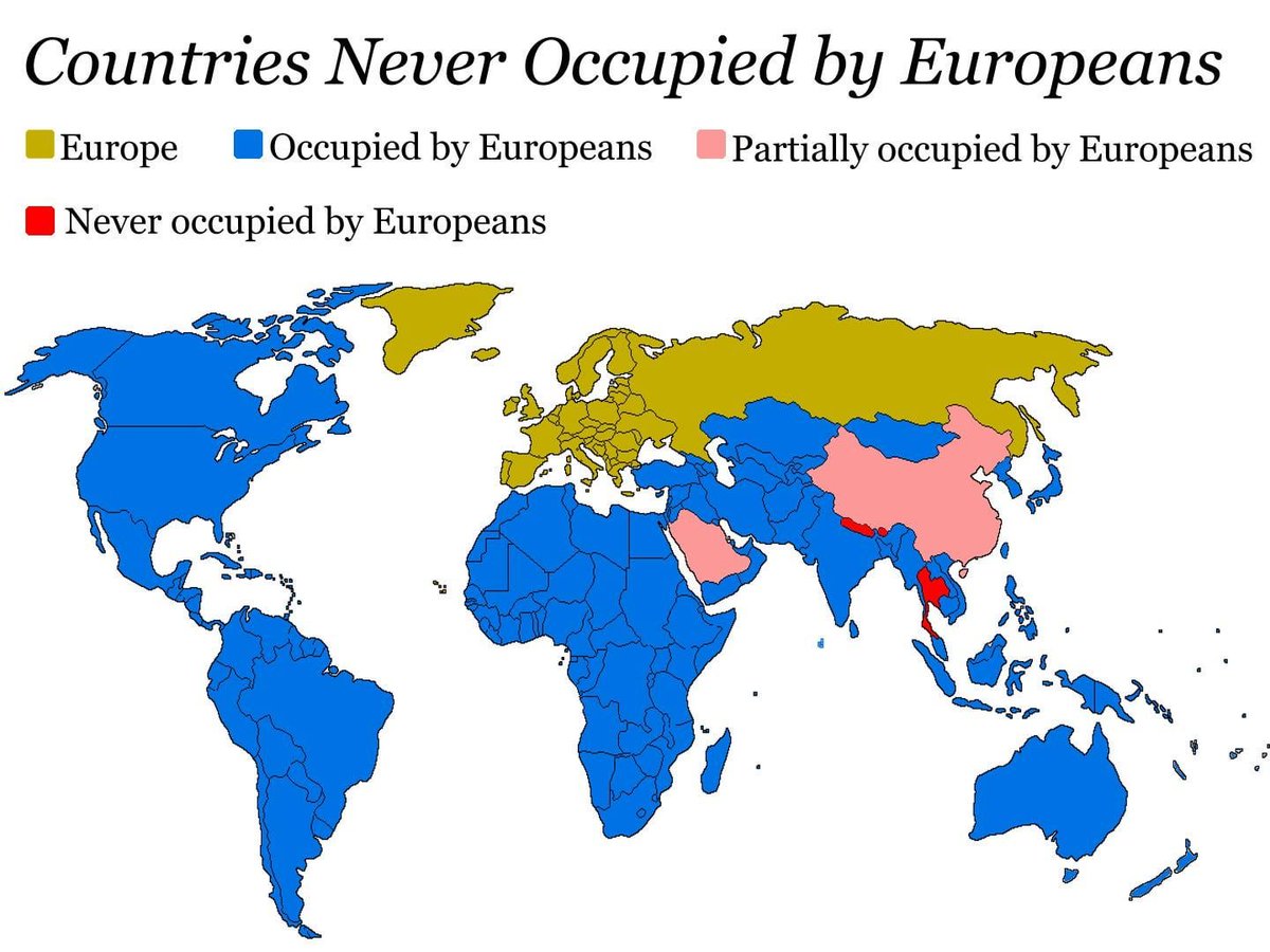 ymirssssss's tweet photo. He's right, but here's a map of every land invaded by Europeans. https://t.co/oottCmbiKr
