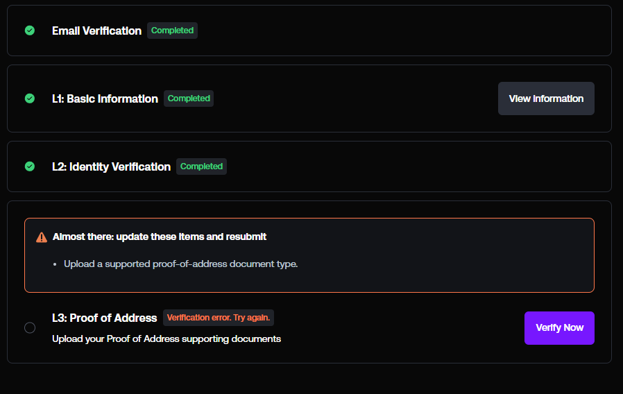 puffondarise's tweet photo. It's been 1 year since I tried to withdraw my money from @shufflecom and just for curiosity I tried again today.

I uploaded proof of address as requested from them, and same thing happened as last year - Instantly rejected.

I already went on a public rant last year to recover my funds, but they didn't even care to respond to my emails or tweets.

IT'S BEEN ONE YEAR- Still banned from support without reason, still didn't receive a single answer on email (I can show proof) and I still didn't get any money back.

Besides that I'm also permanently banned from the chat   and I don't even remember typing EVER in it.

@shufflecom @noahdummett