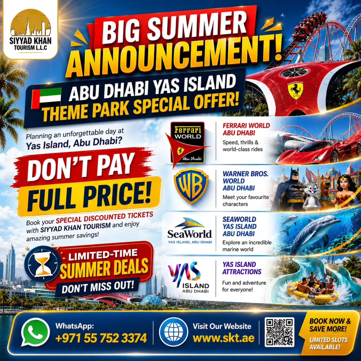 Selinmoon's tweet photo. Abu Dhabi Yas Island summer offers are here. Get discounted tickets for Ferrari World, Warner Bros. World, SeaWorld, and more. Perfect for families, couples, kids, and thrill-seekers. Limited-time deals from Siyyad Khan Tourism. https://t.co/4OhaXbU9P3