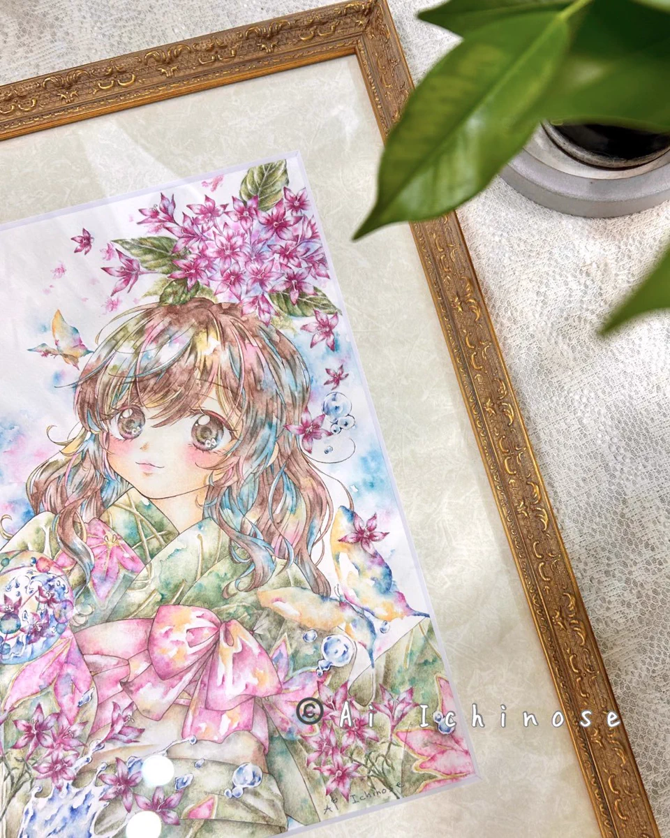 手描きイラスト 月光の乙女　水彩顔料 手描きイラスト 月光の乙女 水彩顔料 菜 on X: