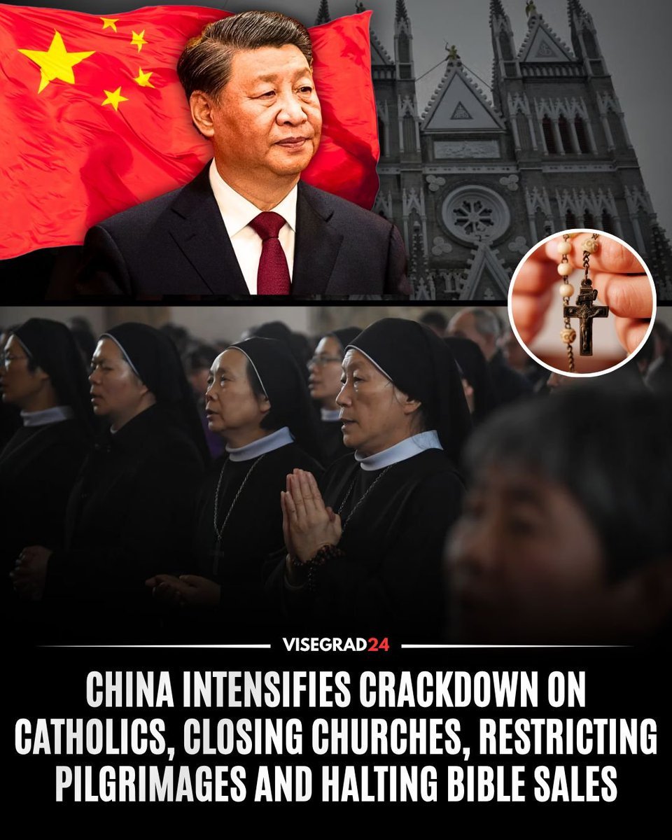 AlertaNews24's tweet photo. 🇨🇳 | Las restricciones a la práctica católica en China se estarían intensificando: feligreses reportan peregrinaciones bloqueadas, controles sobre actividades religiosas y dificultades para acceder a Biblias y servicios católicos. Estos cambios coinciden con un mayor control gubernamental sobre las iglesias.