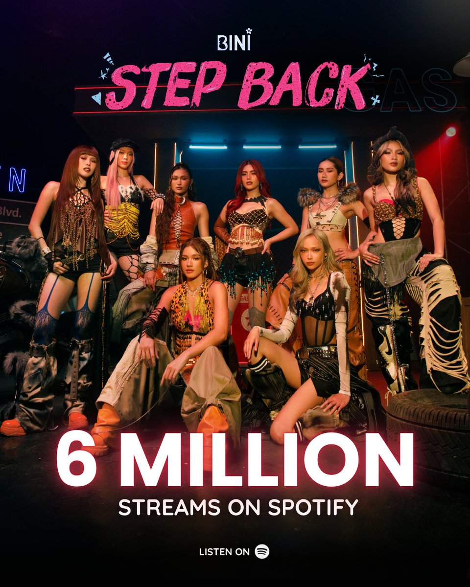 BINI_ph's tweet photo. ‘Step Back’ surpassed 6 MILLION streams on @Spotify but we can keep it cool 🔥📶

Thank you for all the love! ❤️‍🔥

Keep streaming on Spotify:
🔗https://t.co/3OIA68urM2

#BINI #BINI_SignalsEP #BINI_StepBack https://t.co/783dCZ3fJJ