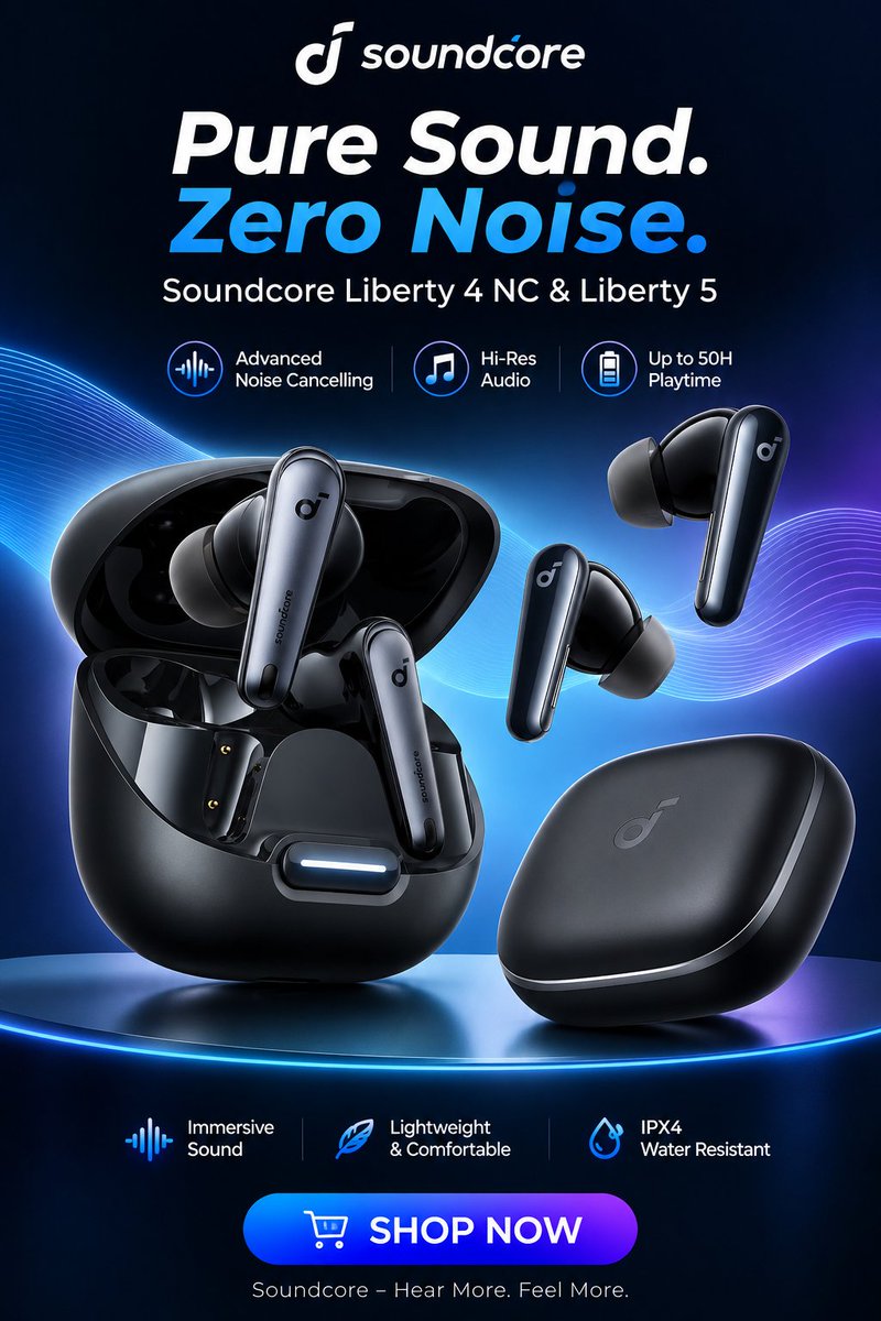 Pikvera1's tweet photo. Looking for the best wireless earbuds in 2026? 🎧
Compare the Soundcore Liberty 4 NC and Liberty 5 for noise cancellation, sound quality, comfort, calls and everyday use
👉 Check Price on Amazon:
 https://t.co/VknnZgNdfw
#WirelessEarbuds #Soundcore #Earbuds #TechGadgets #BestEa https://t.co/DJmS6jVk7O