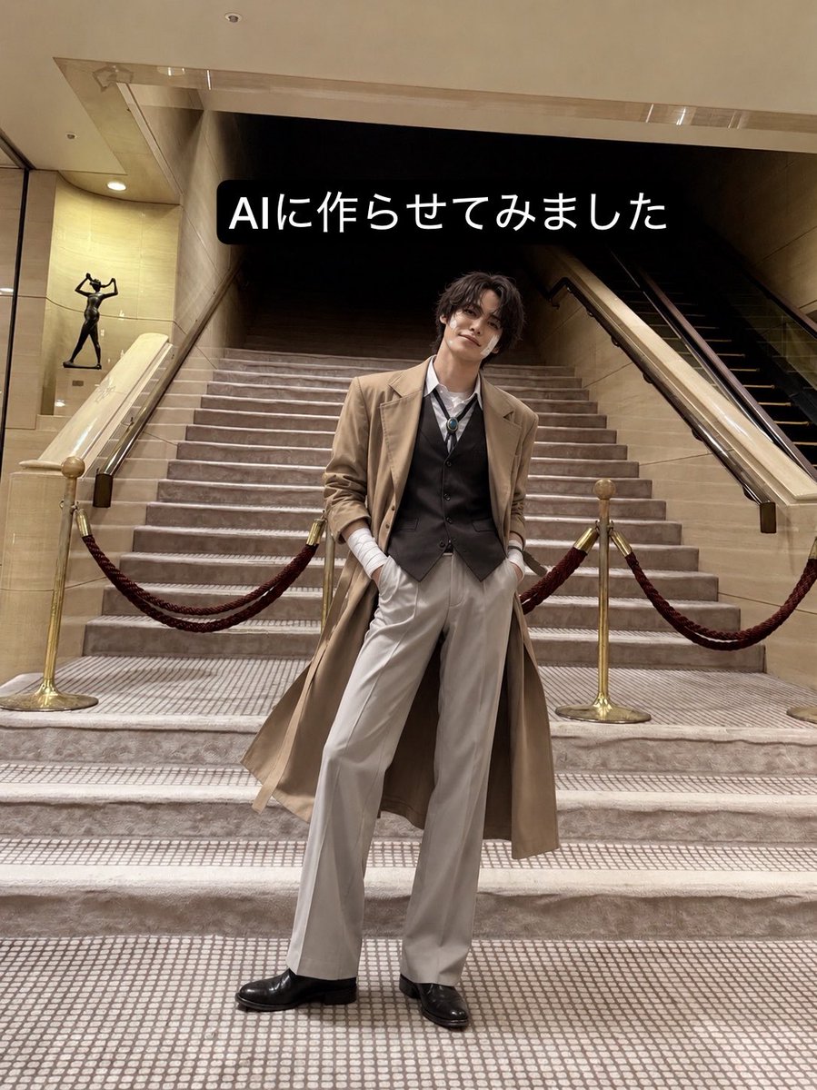 marififth's tweet photo. ダメだったら、本当に申し訳ございません…
チャッピーに願望を叶えて頂きました🙇🏻‍♀️
首元の包帯が足りませんが💦
実際にやって頂きたい！！
マモさん、絶対似合うんだよ… https://t.co/yevlctbAnO