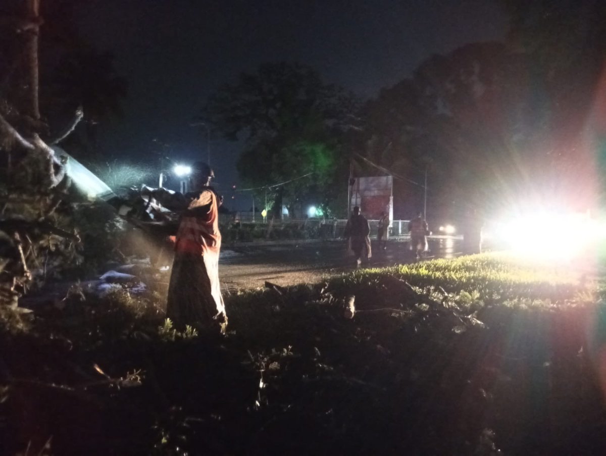 FUERZARMADASV's tweet photo. En la Carretera Panamericana, a la altura del kilómetro 36½, en Ciudad Arce, La Libertad Centro, soldados del Regimiento de Caballería removieron un árbol caído que obstruía el paso vehicular en la zona. https://t.co/qj1zVfpY44