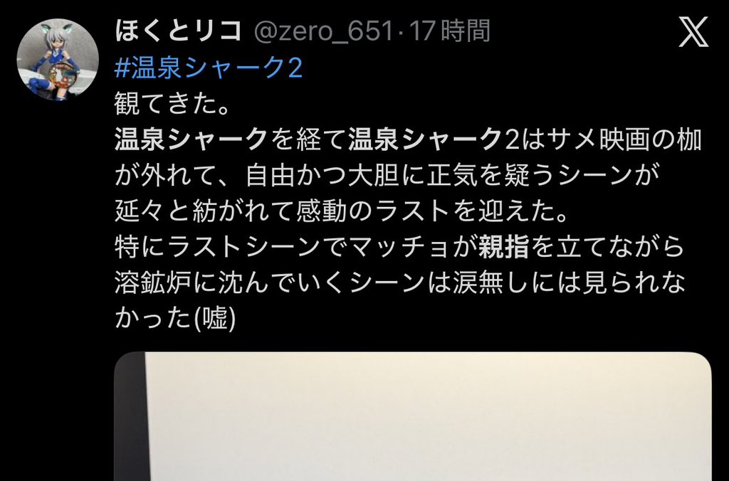 hotspringshark's tweet photo. 公開3日目。観客の記憶の中で、知らない『温泉シャーク2』が始まっています。 https://t.co/S82fYamUr0
