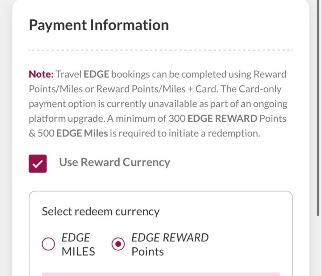 luxe_explorer's tweet photo. 🚨 Axis Travel EDGE BIG DEVALUATION 

Axis has quietly changed the way Travel EDGE bookings can be paid for. 👀

You can no longer pay entirely by card. Now, you MUST redeem Axis reward currency to initiate a Travel EDGE booking:

🎯 EDGE Reward Points: Min 300
✈️ EDGE Miles: Min 500

⚠️ Worst part? The forced redemption is at just 5 EDGE Rewards = ₹1 

Axis Travel EDGE users, take note. 📌

H/t: @parthkochhar

#AxisBank #TravelEDGE #Magnus #Atlas