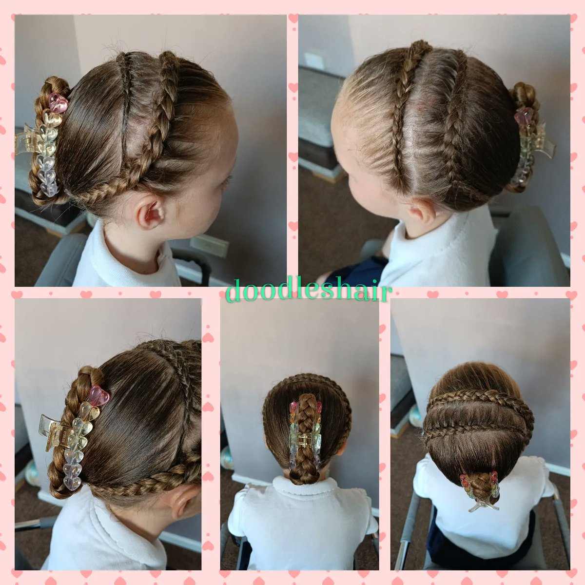 PennieCoonse's tweet photo. Two lace braid headbands for Missy today. We plaited her ponytail and clipped it up with a sweet hair claw she loves. https://t.co/z8MvMkyR9v