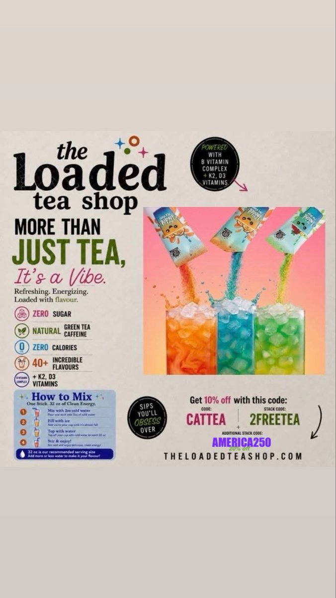 CattieT's tweet photo. Use the codes below to get 30% off plus free tea packets #theloadedteashop #loadedtea #electrolytes #glp1 #waterintake #discounts #discountcodes #zerosugardrinks #zerocalories #ozempic #mounjaro #vitaminwater #vitamins #zerosugar https://t.co/KZgzXOjM1C