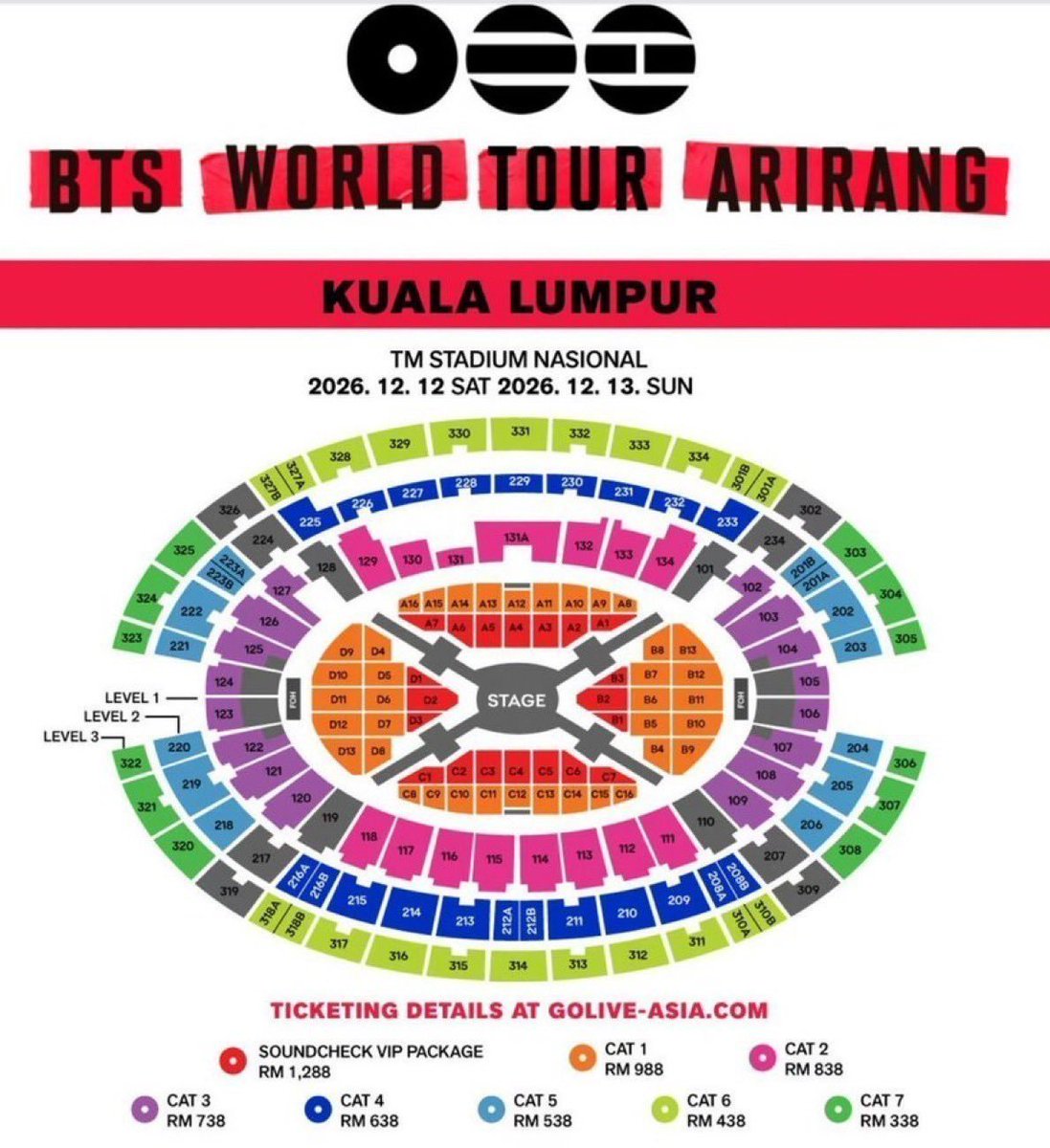 Alsotix's tweet photo. 🎟️【WTS】BTS WORLD TOUR「ARIRANG」
🇲🇾 IN KUALA LUMPUR 💜

📍 National Stadium Bukit Jalil
（ブキット・ジャリル国立競技場 / マレーシア・クアラルンプール）

🗓️ 2026.12.12 (SAT) 🔥
🗓️ 2026.12.13 (SUN) 🌟

💠 AVAILABLE
▫️ Arena VIP：前方・良席対応 🎟️
▫️ ARMY FC先行 ＆ 一般販売対応 🔓
▫️ PDF電子チケット 📱
▫️ 連番・単番 OK
▫️ 現地サポート付き ✨

📨 ご依頼の際はDMへ👇
▫️ 希望公演日
▫️ 希望席種・エリア
▫️ 枚数（単番 / 連番）
▫️ ご予算
▫️ お支払い方法

💳 すぐにお支払い・確保可能な方を優先してご案内いたします。

#BTS #방탄소년단 #防弾少年団 #BTSARIRANG
#ARIRANG_TOUR #NationalStadiumBukitJalil
#クアラルンプール公演 #マレーシア公演 #ARMY
#BTSチケット #BTSライブ #チケット代行
#티켓대행 #대리티켓팅 #티켓양도 #WTS #WTE
#BTSARIRANGチケット #クアラルンプールコンサート
#海外コン代行