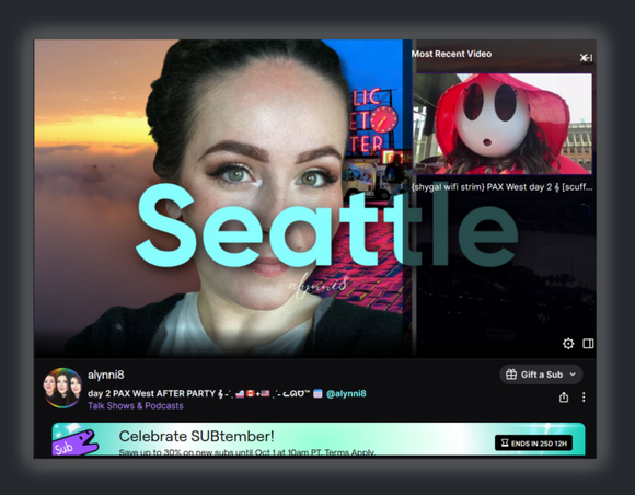 alynni8's tweet photo. PAX West day 2 AFTER PARTY โก back on #Twitch for the night from Seattle ๐ come hang out, decompress + be weird with me after a very full PAX day โก
#PAXWest #PAXWest2026 #SeattleStreamer #SmallStreamer #TwitchStreamer https://t.co/qYdY8yhUM8