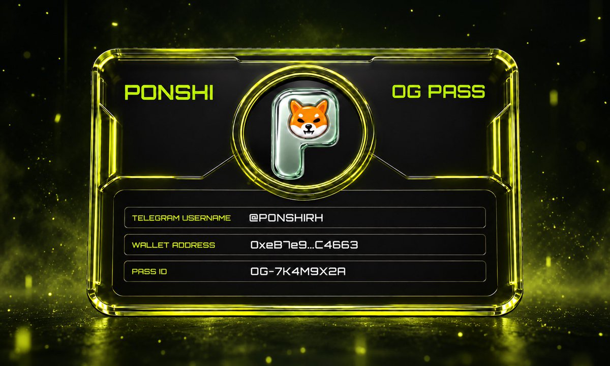 PONSHI_RH's tweet photo. Every movement starts with a few people who believe before everyone else.

The $PONSHI OGPass was made for them. 

It carries your OG status, your early contribution, and your place in what comes next.

This is where PONSHI begins. 

#PONSHIOG #OGpass $PONS $SHIB https://t.co/FYcyGK3mT6