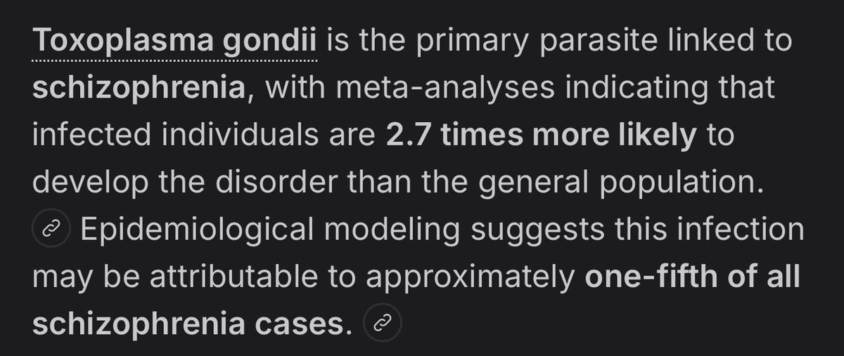 VictorFromDE's tweet photo. Schizophrenia and parasitic infection. Since schizophrenia is in the news lately, there is an association between toxoplasmosis in the brain and schizophrenia (and other disorders). https://t.co/It1vUBxMHb