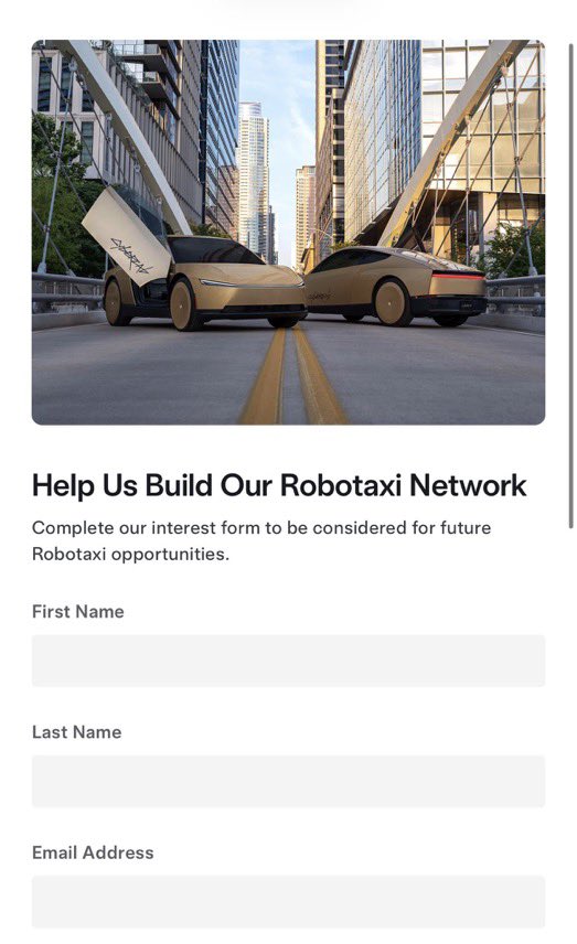 thou2real's tweet photo. CYBERCAB FLEET $TSLA 

73,000 people already clicked on the Cybercab fleet vehicle purchasing interest form from anX user’s post.

https://t.co/RbmnKKmZRj

or Google search “Tesla Cybercab Fleet Interest” https://t.co/aih5EAL0eR