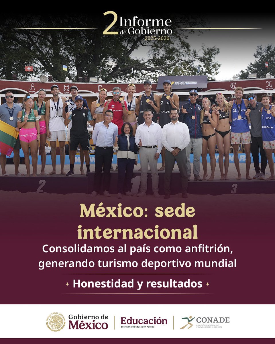 conadeoficial's tweet photo. México se está convirtiendo en punto de encuentro para el deporte. 

Cada evento internacional que llega a nuestro país trae atletas, familias y aficionados de todas partes.

#2InformedeGobierno #ClaudiaDaResultados #HonestidadYResultados https://t.co/cXPqVRjbq7