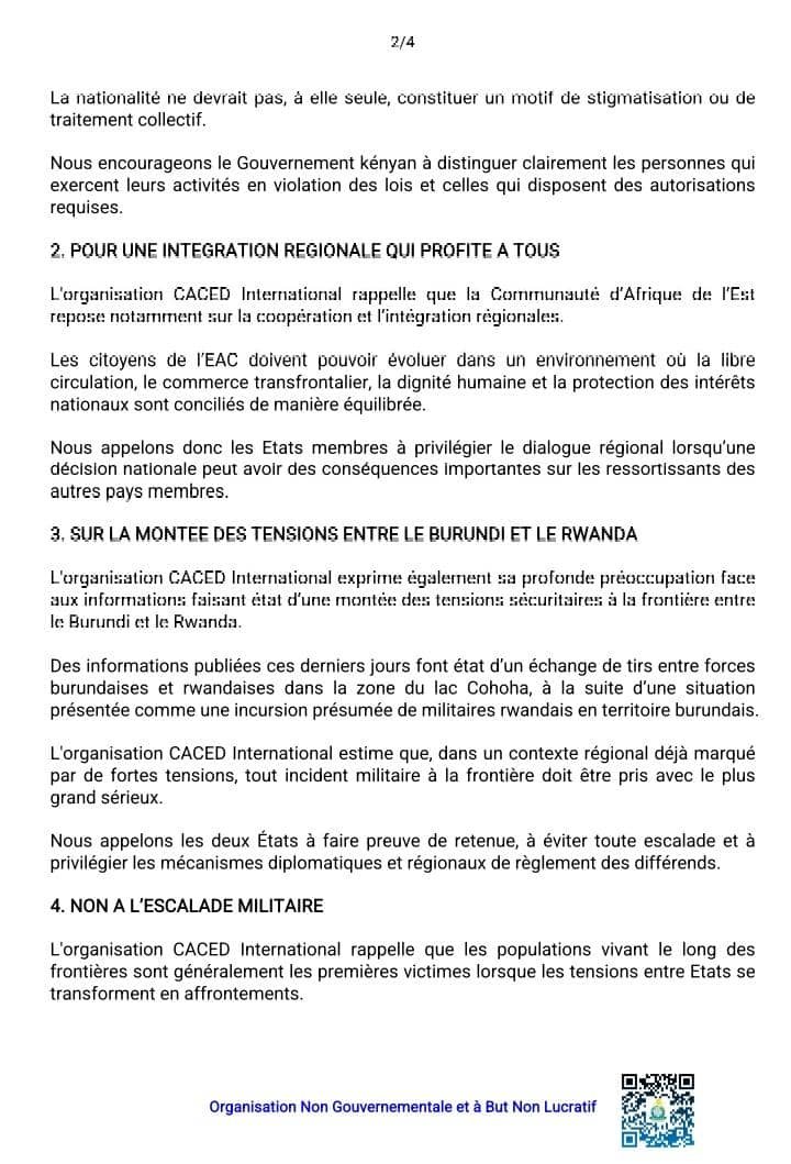 cecodebu_sc's tweet photo. 🇰🇪🇧🇮🇷🇼 @caced_ong réagit aux mesures annoncées par @WilliamsRuto réservant certaines activités de petit commerce aux Kenyans, et exprime aussi ses inquiétudes face aux tensions rapportées à la frontière Burundi-Rwanda. L’ONG appelle au dialogue et à la paix.
@MininterInfosBi https://t.co/Yo1fwaLe5C