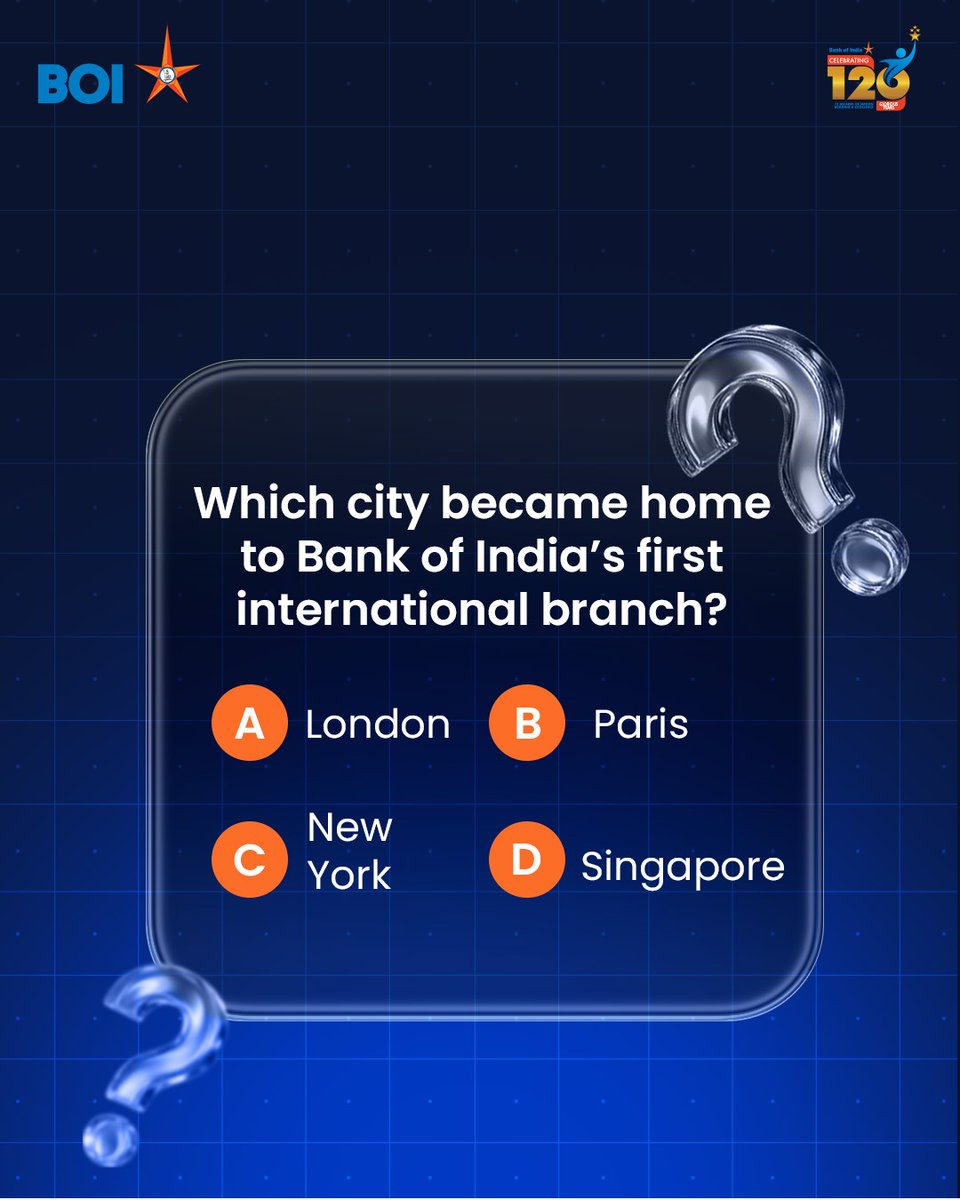 BankofIndia_IN's tweet photo. 121 years of milestones, memories, and trust!
​Think you know Bank of India well? Swipe through, take the quiz, and share your score in the comments below. Let's see who knows the BOI journey best! 
​#121YearsOfBOI #ThenNowNext #RelationshipBeyondBanking https://t.co/Mj8FmQOcXZ