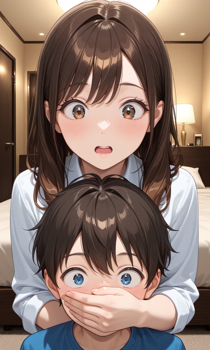 k8vw4e's tweet photo. お姉さん「え、君どこから入ってきたの！だめだよ、ここは子どもが来ていいところじゃない！騒いでバレたらまずいから口塞いどくね…💦　ごめんね。。」

男の子「んんっ///んー！んー！」 https://t.co/Eg9JGgbQM9