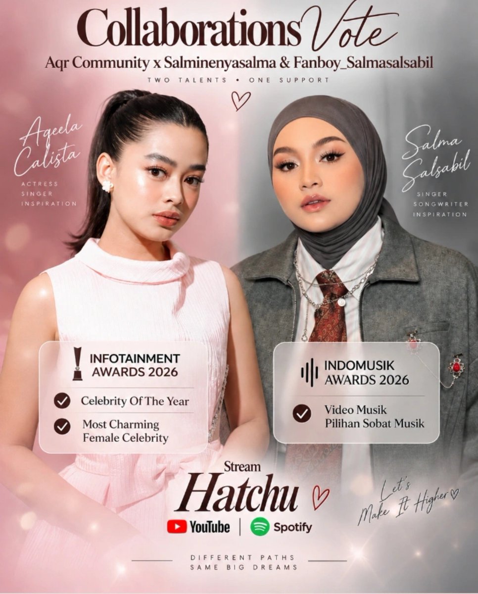 aqeela_basepop's tweet photo. Another collaboration vote between @aqr_community x Salminenyasalma &amp; fanboy_salmasalsabil on Instagram just drop: 

Click link below👇

IndoMusik Awards 2026:
🔗: https://t.co/EHuwdoACSz

Stream Hatchu!!
Yt: https://t.co/9022y0GyMj
Spotify: https://t.co/vYqaslOJxy https://t.co/WYCrC0JS5Q