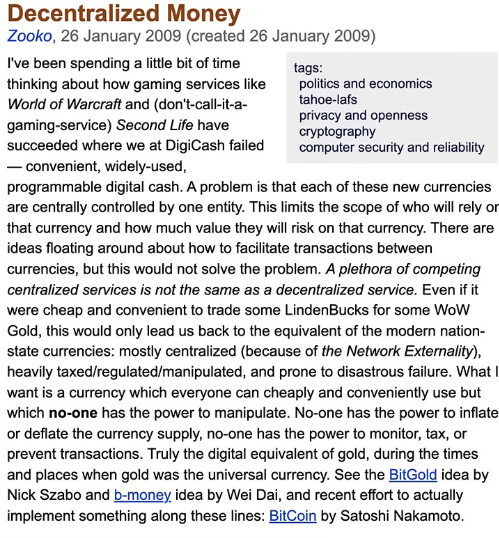 SexyStockSlayer's tweet photo. This is Zcash Founder btw Zooko Wilcox-O'Hearn

Satoshi Nakamoto literally cites Zooko's blog on decentrailzed money on Bitcoin's first webpage

Satoshi was looking for a way of zero-knowledge-proofs and this is exactly what zcash:native solves! https://t.co/gGlBSUWXsl