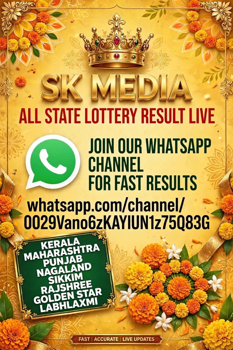 Sujith5064's tweet photo. SK MEDIA : ALL STATE LOTTERY RESULT LIVE

📱 *JOIN OUR WHATSAPP CHANNEL FOR FAST RESULTS*
🔗 *https://t.co/WtnpUj4aar*

> KERALA
> MAHARASHTRA
> PUNJAB
> NAGALAND
> SIKKIM
> RAJSHREE
> GOLDEN STAR

*SHARE &amp; SUPPORT*
.
.
Thankyou 🙏 https://t.co/clNWozb4Lz